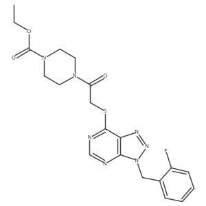 ethyl 4-(2-((3-(2-fluorobenzyl)-3H-[1,2,3]triazolo[4,5-d]pyrimidin-7-yl)thio)acetyl)piperazine-1-carboxylate结构式