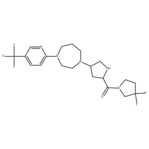 1-[(3S,5S)-5-(3,3-difluoropyrrolidine-1-carbonyl)pyrrolidin-3-yl]-4-[5-(trifluoromethyl)pyridin-2-yl]-1,4-diazepane结构式