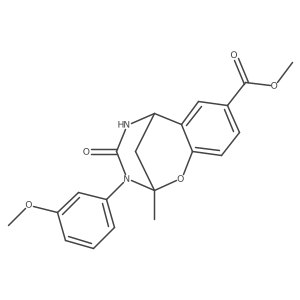 methyl 3-(3-methoxyphenyl)-2-methyl-4-oxo-3,4,5,6-tetrahydro-2H-2,6-methanobenzo[g][1,3,5]oxadiazocine-8-carboxylate结构式