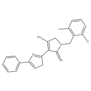 5-amino-1-(2-chloro-6-fluorobenzyl)-4-(4-phenyl-1,3-thiazol-2-yl)-1,2-dihydro-3H-pyrrol-3-one结构式