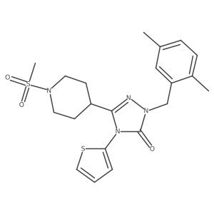 Cc1ccc(C)c(Cn2nc(C3CCN(S(C)(=O)=O)CC3)n(-c3cccs3)c2=O)c1结构式