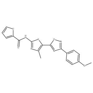 COc1ccc(-c2noc(-c3sc(NC(=O)c4ccco4)nc3C)n2)cc1结构式