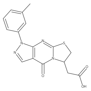 2-(4-Oxo-1-(m-tolyl)-1,4,6,7-tetrahydropyrazolo[3,4-d]thiazolo[3,2-a]pyrimidin-6-yl)acetic acid结构式