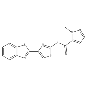 N-(4-(benzo[d]thiazol-2-yl)thiazol-2-yl)-1-methyl-1H-pyrazole-5-carboxamide结构式