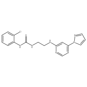 O=C(NCCNc1cc(-n2cccn2)ncn1)Nc1ccccc1Cl结构式