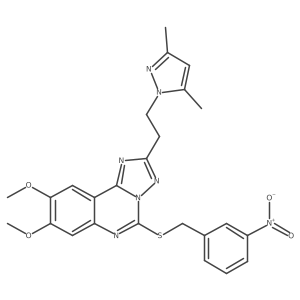 2-(2-(3,5-dimethyl-1H-pyrazol-1-yl)ethyl)-8,9-dimethoxy-5-((3-nitrobenzyl)thio)-[1,2,4]triazolo[1,5-c]quinazoline结构式
