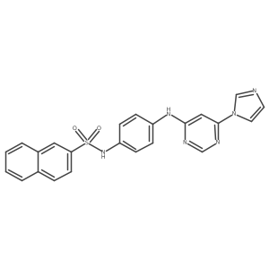 N-(4-((6-(1H-imidazol-1-yl)pyrimidin-4-yl)amino)phenyl)naphthalene-2-sulfonamide结构式