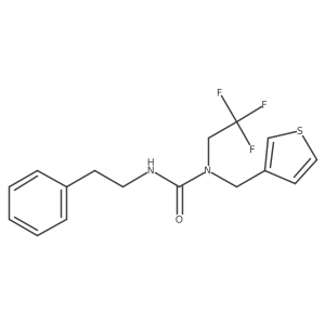 3-Phenethyl-1-(thiophen-3-ylmethyl)-1-(2,2,2-trifluoroethyl)urea结构式