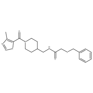 2-(benzylthio)-N-((1-(4-methyl-1,2,3-thiadiazole-5-carbonyl)piperidin-4-yl)methyl)acetamide结构式