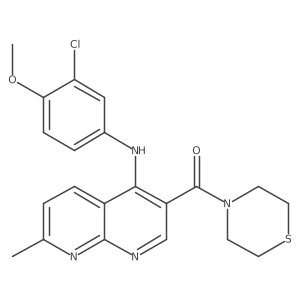 (4-((3-Chloro-4-methoxyphenyl)amino)-7-methyl-1,8-naphthyridin-3-yl)(thiomorpholino)methanone Structure