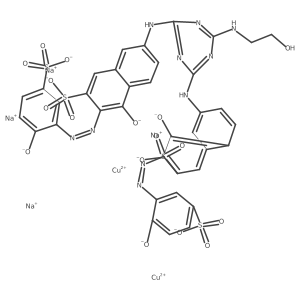 Dicopper;tetrasodium;7-[[4-(2-hydroxyethylamino)-6-[[5-oxido-6-[(2-oxido-5-sulfonatophenyl)diazenyl]-7-sulfonatonaphthalen-2-yl]amino]-1,3,5-triazin-2-yl]amino]-4-oxido-3-[(2-oxido-5-sulfonatophenyl)diazenyl]naphthalene-2-sulfonate结构式