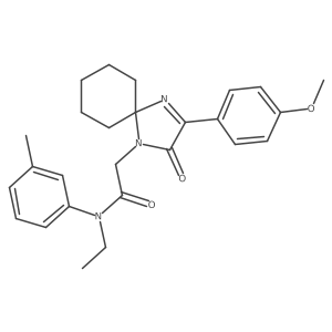 N-ethyl-2-[3-(4-methoxyphenyl)-2-oxo-1,4-diazaspiro[4.5]dec-3-en-1-yl]-N-(3-methylphenyl)acetamide结构式