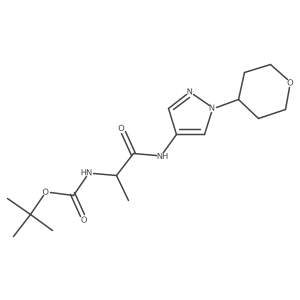tert-butyl (1-oxo-1-((1-(tetrahydro-2H-pyran-4-yl)-1H-pyrazol-4-yl)amino)propan-2-yl)carbamate结构式