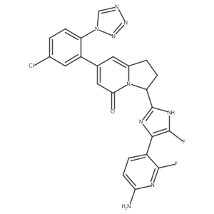 (S)-3-(4-(6-Amino-2-fluoropyridin-3-yl)-5-fluoro-1H-imidazol-2-yl)-7-(5-chloro-2-(1H-tetrazol-1-yl)phenyl)-2,3-dihydroindolizin-5(1H)-one结构式