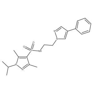 1-isopropyl-3,5-dimethyl-N-(2-(4-phenyl-1H-pyrazol-1-yl)ethyl)-1H-pyrazole-4-sulfonamide结构式