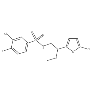 3-chloro-N-(2-(5-chlorothiophen-2-yl)-2-methoxyethyl)-4-fluorobenzenesulfonamide结构式