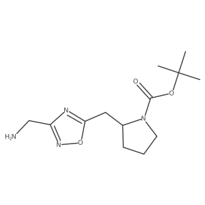 Tert-butyl 2-((3-(aminomethyl)-1,2,4-oxadiazol-5-yl)methyl)pyrrolidine-1-carboxylate Structure