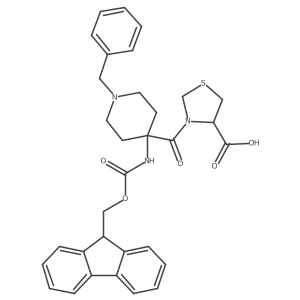 (4R)-3-[1-benzyl-4-({[(9H-fluoren-9-yl)methoxy]carbonyl}amino)piperidine-4-carbonyl]-1,3-thiazolidine-4-carboxylic acid Structure