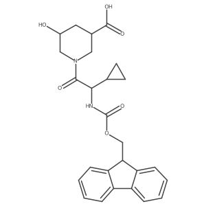 1-[2-cyclopropyl-2-({[(9H-fluoren-9-yl)methoxy]carbonyl}amino)acetyl]-5-hydroxypiperidine-3-carboxylic acid Structure
