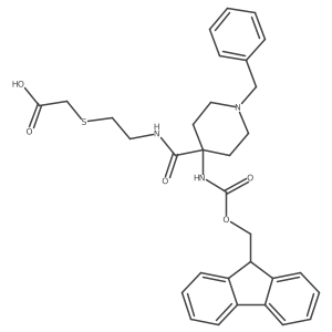 2-[(2-{[1-benzyl-4-({[(9H-fluoren-9-yl)methoxy]carbonyl}amino)piperidin-4-yl]formamido}ethyl)sulfanyl]acetic acid结构式