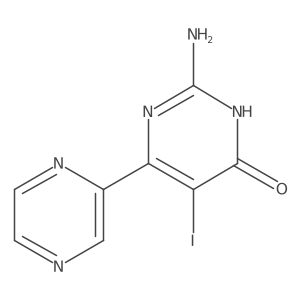 2-Amino-5-iodo-6-(2-pyrazinyl)-4(3H)-pyrimidinone Structure