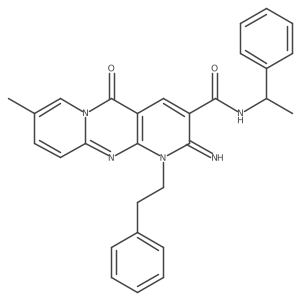 2-imino-8-methyl-5-oxo-N-(1-phenylethyl)-1-(2-phenylethyl)-1,5-dihydro-2H-dipyrido[1,2-a:2',3'-d]pyrimidine-3-carboxamide Structure