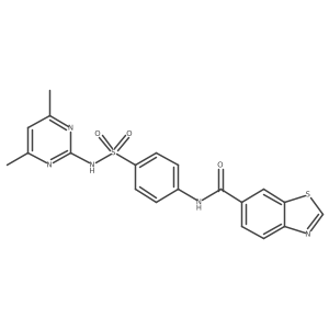 N-(4-(N-(4,6-dimethylpyrimidin-2-yl)sulfamoyl)phenyl)benzo[d]thiazole-6-carboxamide结构式