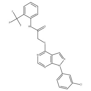 2-((1-(3-chlorophenyl)-1H-pyrazolo[3,4-d]pyrimidin-4-yl)thio)-N-(2-(trifluoromethyl)phenyl)acetamide Structure