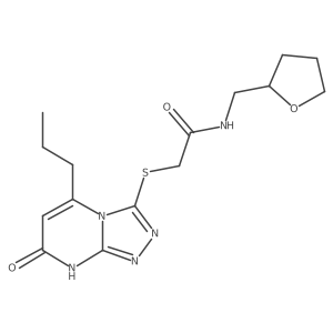 2-((7-oxo-5-propyl-7,8-dihydro-[1,2,4]triazolo[4,3-a]pyrimidin-3-yl)thio)-N-((tetrahydrofuran-2-yl)methyl)acetamide结构式