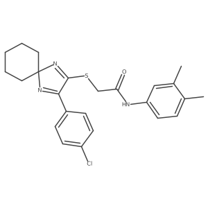 2-{[3-(4-Chlorophenyl)-1,4-diazaspiro[4.5]deca-1,3-dien-2-YL]sulfanyl}-N-(3,4-dimethylphenyl)acetamide Structure