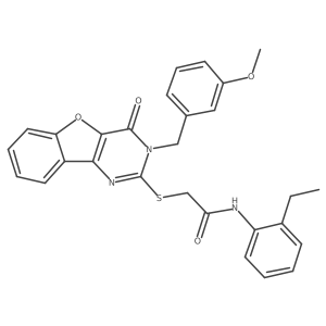 N-(2-ethylphenyl)-2-{[3-(3-methoxybenzyl)-4-oxo-3,4-dihydro[1]benzofuro[3,2-d]pyrimidin-2-yl]sulfanyl}acetamide Structure