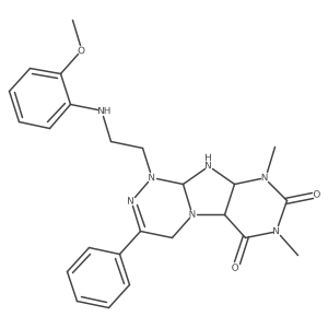 1-[2-(2-methoxyanilino)ethyl]-7,9-dimethyl-3-phenyl-5a,9a,10,10a-tetrahydro-4H-purino[8,7-c][1,2,4]triazine-6,8-dione结构式