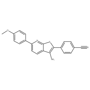 4-[3-Amino-6-(4-methoxyphenyl)thieno[2,3-b]pyridin-2-yl]benzonitrile结构式