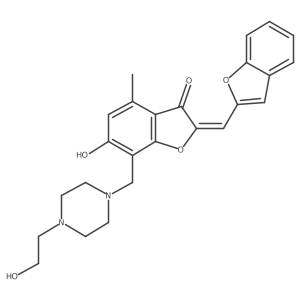 (Z)-2-(benzofuran-2-ylmethylene)-6-hydroxy-7-((4-(2-hydroxyethyl)piperazin-1-yl)methyl)-4-methylbenzofuran-3(2H)-one结构式