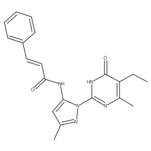 N-(1-(5-ethyl-4-methyl-6-oxo-1,6-dihydropyrimidin-2-yl)-3-methyl-1H-pyrazol-5-yl)cinnamamide结构式