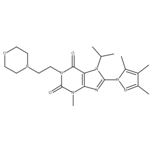 7-isopropyl-3-methyl-1-(2-morpholinoethyl)-8-(3,4,5-trimethyl-1H-pyrazol-1-yl)-1H-purine-2,6(3H,7H)-dione结构式
