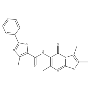 4-methyl-2-phenyl-N-(2,3,7-trimethyl-5-oxo-5H-thiazolo[3,2-a]pyrimidin-6-yl)thiazole-5-carboxamide结构式
