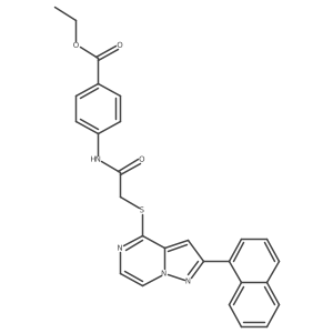Ethyl 4-(2-{[2-(naphthalen-1-YL)pyrazolo[1,5-A]pyrazin-4-YL]sulfanyl}acetamido)benzoate结构式