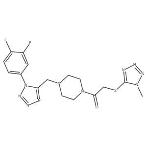 1-(4-((1-(3,4-difluorophenyl)-1H-tetrazol-5-yl)methyl)piperazin-1-yl)-2-((1-methyl-1H-tetrazol-5-yl)thio)ethanone Structure