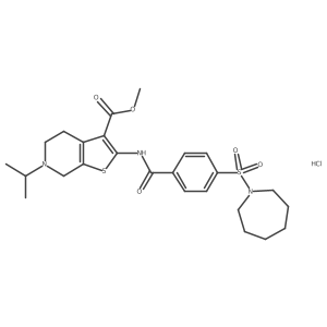 Methyl 2-(4-(azepan-1-ylsulfonyl)benzamido)-6-isopropyl-4,5,6,7-tetrahydrothieno[2,3-c]pyridine-3-carboxylate hydrochloride结构式