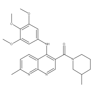 (7-Methyl-4-((3,4,5-trimethoxyphenyl)amino)-1,8-naphthyridin-3-yl)(3-methylpiperidin-1-yl)methanone Structure