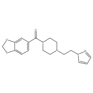 (4-(2-(1H-pyrazol-1-yl)ethyl)piperazin-1-yl)(benzo[d][1,3]dioxol-5-yl)methanone结构式