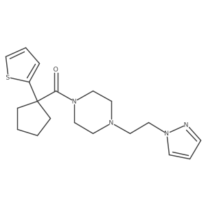 (4-(2-(1H-pyrazol-1-yl)ethyl)piperazin-1-yl)(1-(thiophen-2-yl)cyclopentyl)methanone结构式