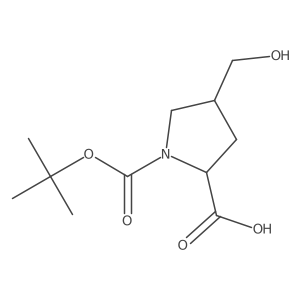 (2S)-1-(tert-butoxycarbonyl)-4-(hydroxymethyl)pyrrolidine-2-carboxylic acid结构式
