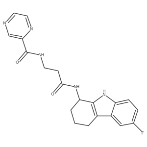 N-(3-((6-fluoro-2,3,4,9-tetrahydro-1H-carbazol-1-yl)amino)-3-oxopropyl)pyrazine-2-carboxamide Structure