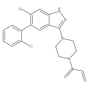 1-[4-[6-chloro-5-(2-chlorophenyl)-1H-indazol-3-yl]piperazin-1-yl]prop-2-en-1-one结构式