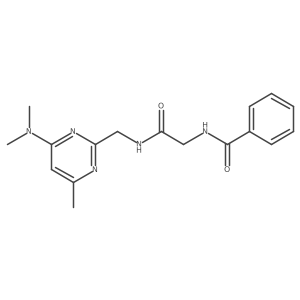 N-(2-(((4-(dimethylamino)-6-methylpyrimidin-2-yl)methyl)amino)-2-oxoethyl)benzamide结构式