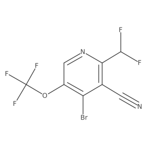 4-Bromo-3-cyano-2-(difluoromethyl)-5-(trifluoromethoxy)pyridine结构式