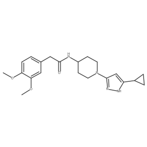 N-[1-(5-cyclopropyl-1H-pyrazol-3-yl)piperidin-4-yl]-2-(3,4-dimethoxyphenyl)acetamide结构式