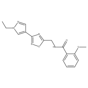 N-((3-(1-ethyl-1H-pyrazol-4-yl)-1,2,4-oxadiazol-5-yl)methyl)-2-(methylthio)benzamide Structure